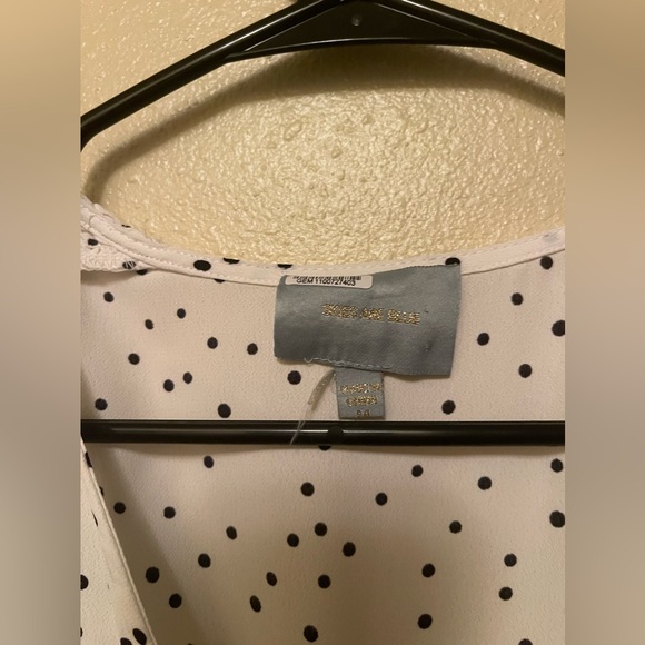 3/$10 Size M white with black polka dots long flowing dress - Picture 2 of 3